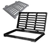 SXYCKRUI Grille Caillebotis Extérieure en Fonte, Grille Evacuation Eau Exterieur Encastré, Couvercle de Regard Rectangulaire avec Base Boulonnée(45 * 75cm/17.7 * 29.5in)