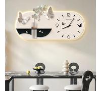 SXYCKRUI Horloge Murale Décorative 3D, Pendules Murales Silencieuse en Grès avec Lumière LED et Vase à Monter Soi-Même, Grande Horloge Digitale pour la Décoration du Salon(White,81x38cm/32x15in)