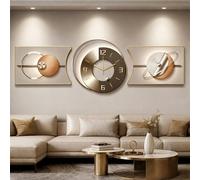SXYCKRUI Horloge Murale Décorative 3D, Pendules Murales Silencieuse sans Tic-Tac, Grande Décoration Murale en Porcelaine de Cristal pour la Décoration du Salon(Gold,50x150cm/20x59in)