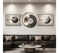 SXYCKRUI Horloge Murale Décorative 3D, Pendules Murales Silencieuse sans Tic-Tac, Grande Décoration Murale en Porcelaine de Cristal pour la Décoration du Salon(Black,70x210cm/28x83in)
