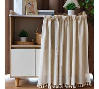 SXYCKRUI Rideau Placard Cuisine de Confidentialité, Rideau sous Evier Court Plissé avec Rails de Glissement Auto-Adhésifs et Pompons(120 * 70cm/47 * 28in)