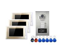 SXYGYWA Caméra Sonnette Caméra RFID D'interphone Vidéo Couleur Filaire Maison 7 ''avec 6/4/3/2 Moniteur Vidéophone for Appartements(B KIT)