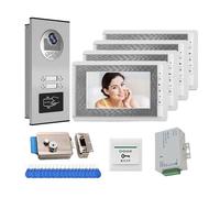 SXYGYWA Caméra Sonnette Visiophone avec Écran De 7 Pouces, Système D'interphone Et Caméra De Contrôle D'accès RFID for Serrure Électrique D'appartement Multi-Familial 2/3/4(530-V70C-4)