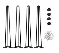SXYHCK Lot de 4 Pieds De Table en Épingle À Cheveux 35 45 55cm, Pied De Table Basse, Pied Meuble Industriel Noir avec Protecteurs De Sol en Caoutchouc pour DIY Meubles(B,15cm/6in)