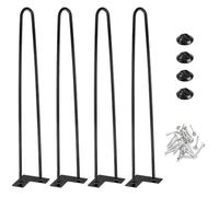 SXYHCK Lot de 4 Pieds De Table en Épingle À Cheveux 35 45 55cm, Pied De Table Basse, Pied Meuble Industriel Noir avec Protecteurs De Sol en Caoutchouc pour DIY Meubles(A,40cm/16in)