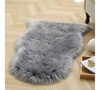 SXYHKJ Tapis Faux en Peau de Mouton,Imitation Toison Moquette Fluffy Soft Longhair Décoratif Coussin de Chaise Canapé Natte (Gris-1, 60_x_90_cm)