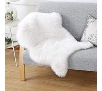 SXYHKJ Tapis Faux en Peau de Mouton,Imitation Toison Moquette Fluffy Soft Longhair Décoratif Coussin de Chaise Canapé Natte (Blanc-3, 75_x_120_cm)
