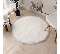 SXYHKJ Tapis Faux en Peau de Mouton,Imitation Toison Moquette Fluffy Soft Longhair Décoratif Coussin de Chaise Canapé Natte (Blanc, 90x90cm)