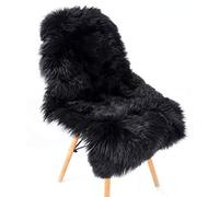 SXYHKJ Tapis Faux en Peau de Mouton,Imitation Toison Moquette Fluffy Soft Longhair Décoratif Coussin de Chaise Canapé Natte (Noir, 75_x_120_cm)