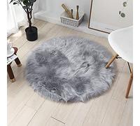 SXYHKJ Tapis Faux en Peau de Mouton,Imitation Toison Moquette Fluffy Soft Longhair Décoratif Coussin de Chaise Canapé Natte (Gris, 90x90cm)