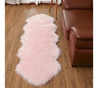 SXYHKJ Tapis Faux en Peau de Mouton,Imitation Toison Moquette Fluffy Soft Longhair Décoratif Coussin de Chaise Canapé Natte (Rose Tendre, 60x160cm)