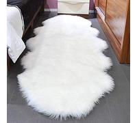 SXYHKJ Tapis Faux en Peau de Mouton,Imitation Toison Moquette Fluffy Soft Longhair Décoratif Coussin de Chaise Canapé Natte (Blanc, 60x160cm)