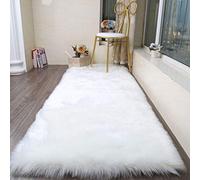 SXYHKJ Tapis Faux en Peau de Mouton,Imitation Toison Moquette Fluffy Soft Longhair Décoratif Coussin de Chaise Canapé Natte (Blanc, 75_x_120_cm)