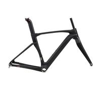 SXYKXYDL Cadre de vélo de Route 700C 43,5/46/48/50/52/54/56 cm, Cadre de Cyclocross en Fibre de Carbone, Freins à Disque, axe traversant F12 100 mm R12 142 mm (Noir, 52 cm)