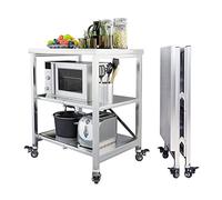 SXYKXYDL Étagères Pliantes, Chariot de Cuisine Roulant Pliable avec roulettes verrouillables - Chariot Utilitaire en Acier Inoxydable pour la Maison, Le Restaurant, l'hôtel