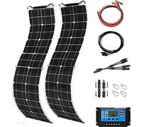 SXYKXYDL Kit Solaire photovoltaïque 400 W 18 V (2 Panneaux monocristallins de 200 W) avec Batterie, contrôleur 10 A et connecteur PV pour Maison, Bateau et Autres.