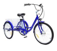 SXYKXYDL Tricycle électrique 24 Pouces pour Adultes, capacité de Charge de 150 kg, Hauteur réglable avec Panier, Scooter d'exercice pour Personnes âgées, Courses, trajets Confortables, Bleu
