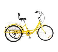 SXYKXYDL Tricycle pour Adulte, 7 Vitesses, 3 Roues, 24 Pouces, avec Panier de Chargement, pour Seniors, Femmes et Hommes, avec siège réglable et Guidon, pour Pique-Nique et Cyclisme