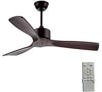 SXYKXYDL Ventilateur de Plafond rétro en Bois Massif sans éclairage, intérieur/extérieur, Moteur CC 6 Vitesses, télécommande avec minuterie, Noyer, 106 cm (42 Pouces), Striking44