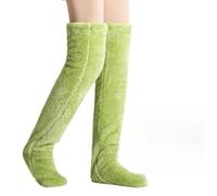 SXYMTSW 1 Paire Jambières Hautes en Peluche,Chaussette Chaude Femme Polaire,Longues Chaussettes Douillettes,pour Thermiques Maison(Color:Green)