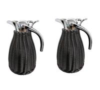 SXYMTSW 2 PCS Carafe à café Thermique en Acier Inoxydable Robuste,Anti-éclaboussure Thermos,Anti-Fuite Pichet Isotherme en Rotin pour Eau Chaud au Bureau(Size:2 Litre/67 Oz,Color:Black)