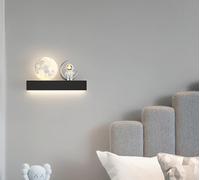 SXYSXYSXY Applique Murale Astronaute Lune Moderne 12W LED Lampe Murale 3 Couleurs Fer Acrylique 25cm pour Chambre Salle à Manger,Noir