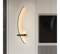 SXYSXYSXY Applique Murale LED Moderne Minimaliste Salon Applique Murale Noir Aluminium Fer Silicone 12W Lumière Chaude 3000K 20x55cm Design Croissant Créatif Chambre Couloir,B