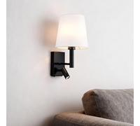 SXYSXYSXY Applique Murale Moderne Américaine Minimaliste Lampe de Lecture E14 Lampe Murale Fer Tissu 33cm pour Chambre Salon Couloir Escalier,Noir