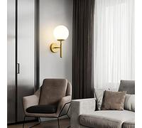 SXYSXYSXY E27 Moderne nordique à l'intérieur murale Applique Sphère de verre Concevoir Lampe de chevet Minimalisme Décoration éclairage mural Chambre à coucher Le salon D15*H30CM,D'or