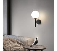 SXYSXYSXY E27 Moderne nordique à l'intérieur murale Applique Sphère de verre Concevoir Lampe de chevet Minimalisme Décoration éclairage mural Chambre à coucher Le salon D15*H30CM,Noir