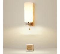 SXYSXYSXY E27 Nordique bois Applique avec interrupteur à l'intérieur Écran en verre Lampe de chevet minimalisme Décoration Applique murale Chambre à coucher Le salon 10 * 28cm