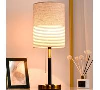 sxysxysxy Lampe de Table avec Interrupteur à Tirette Ancien Abat-Jour en Tissu Lampe de Chevet Américain Moderne E27 Lampe de Bureau pour Chambre à Coucher Le Salon Hôtel Café D18*H45CM,A
