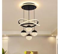 SXYSXYSXY Lampe Suspendue Moderne Minimaliste Salon Lampe Suspendue LED 101W 3 Couleurs Noir Fer Acrylique 40cm Salle à Manger Chambre Bureau,Noir