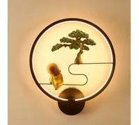 sxysxysxy LED Rond Lampes murales À l'intérieur Zen Applique 12W Moderne Décoratif Éclairage Mural Spot Mural en Fer et Acrylique Chambre à Coucher Le Salon Escalier Blanc Chaud 3000K Ø30cm,Noir