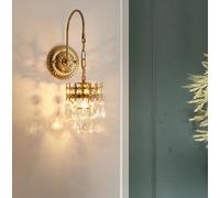 SXYSXYSXY Minimalisme vintage Lampe murale Style français cristal Applique Pendentif Lampe de chambre Table de chevet salon Escalier couloir E14 14.5 * 48cm