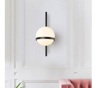 SXYSXYSXY moderne Nordic Applique Boule de verre Minimalisme Lampe murale chambre à coucher Table de chevet Applique murale pour salon Escalier couloir E27 15 * 40cm,Noir