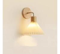 SXYSXYSXY Moderne Style français Applique Abat-jour en tissu Minimalisme bois chambre à coucher table de chevet Eclairage mural salon Escalier couloir E27,B