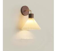 SXYSXYSXY Moderne Style français Applique Abat-jour en tissu Minimalisme bois chambre à coucher table de chevet Eclairage mural salon Escalier couloir E27,A