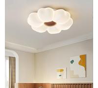 SXYSXYSXY Plafonnier forme fleur fer diffuseur PE plafond LED aspect noyer adapté aux enfants réglage sans gradation avec télécommande chambre d'enfant chambre,50cm
