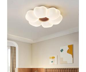 SXYSXYSXY Plafonnier forme fleur fer diffuseur PE plafond LED aspect noyer adapté aux enfants réglage sans gradation avec télécommande chambre d'enfant chambre,50cm