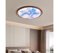 SXYSXYSXY Plafonnier Moderne Minimaliste rond impression globe terre marron café métal PVC luminaire plafond LED variation continue télécommande chambre bureau étude