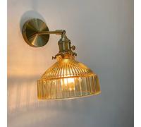 SXYSXYSXY Style japonais Moderne le cuivre Applique à l'intérieur Ancien Verre lampe de chevet minimalisme décoration chambre à coucher le salon Étudier E27 D18*H20CM,B