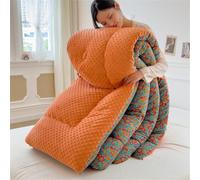 SXZAGZR Couette, édredon, Noyau D'édredon, Hiver Chaud, Couette Réversible Hiver Chaude Épais, Duvet Édredon Matelassée Gonflant Couverture Imprimée (Orange,150x200cm2kg)