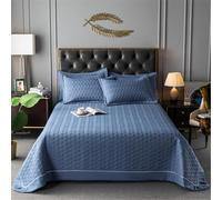 SXZAGZR Couvre-Lit, Dessus De Lits Et Couvre-Lits, Couvre Lit Matelassé Coton pour 2 Personnes Patchwork, avec 2 Taies d'oreiller, Couvre-Lit Quilt (Bleu,230x250cm)