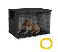 SXZAGZR Housse De Cage pour Chien en Tissu Oxford 210D - Imperméable, Coupe-Vent - avec Fenêtre Respirante - Protection Intérieure Et Extérieure pour Chenil Métallique (Noir,63.5x48x50cm)