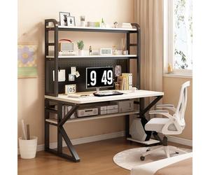 SXZenSpace Bureau de Jeu Multifonctionnel avec Panneau perforé, Grandes étagères de Rangement pour Ordinateur, Poste de Travail pour la Maison, Les études et l'écriture (80 x 60 x 171 cm, Bla