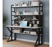 SXZenSpace Bureau d'ordinateur avec étagères de Rangement et Panneau perforé, Table de Travail Moderne en Bois Massif pour écrire, étudier ou Travailler à Domicile (35 po L x 69 po H x 23,6 p