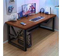 SXZenSpace Bureau d'ordinateur avec étagères de Rangement, Style Moderne et épuré, idéal pour écrire, étudier, Lire, Jouer ou Travailler à Domicile. Grand Format, Montage Facile (119 cm, Teck