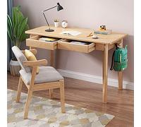 SXZenSpace Bureau en Bois Massif avec tiroirs, Table de Travail/étude d'ordinateur de Style Moderne du Milieu du siècle, Poste de Travail Simple pour Bureau à Domicile avec Crochet pour Petit