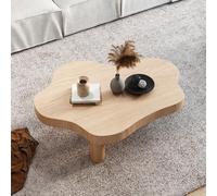 SXZenSpace Table d'appoint d'angle Ronde épaisse, Table Basse en Bois Massif, Forme Nuage irrégulière, Style thé, avec 3 Pieds, Petite Table d'appoint Centrale pour Chambre ou Salon, B-120 x
